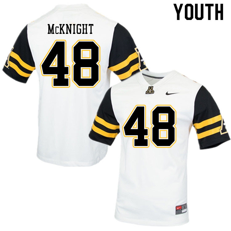 Youth #48 Deshawn McKnight Appalachian State Mountaineers College Football Jerseys Sale-White - Click Image to Close